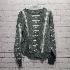VTG Colore Italy Wool Blend Geometric Sweater Mens L Cozy Boho Indie Old Money